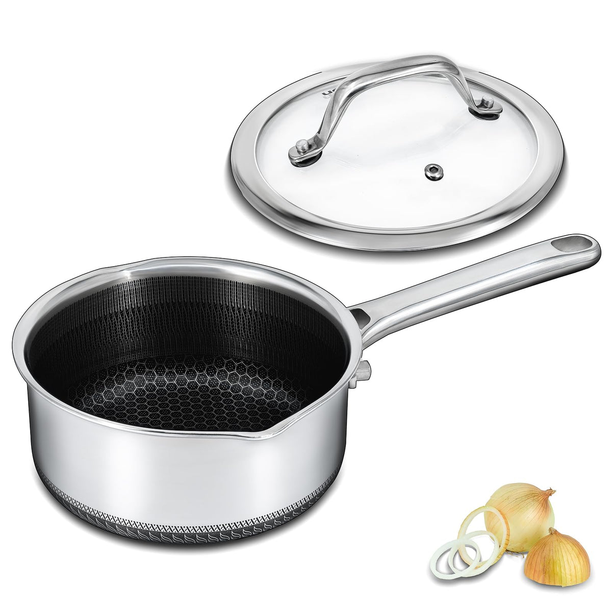 Bakoniion hibrido olla 3qt con tapa de vidrio, cocción uniforme.