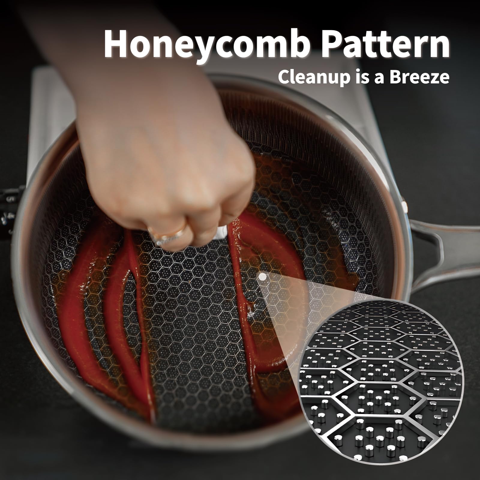 Bakoniion hibrido panal hexagonal, superficie antiadherente y durabilidad.