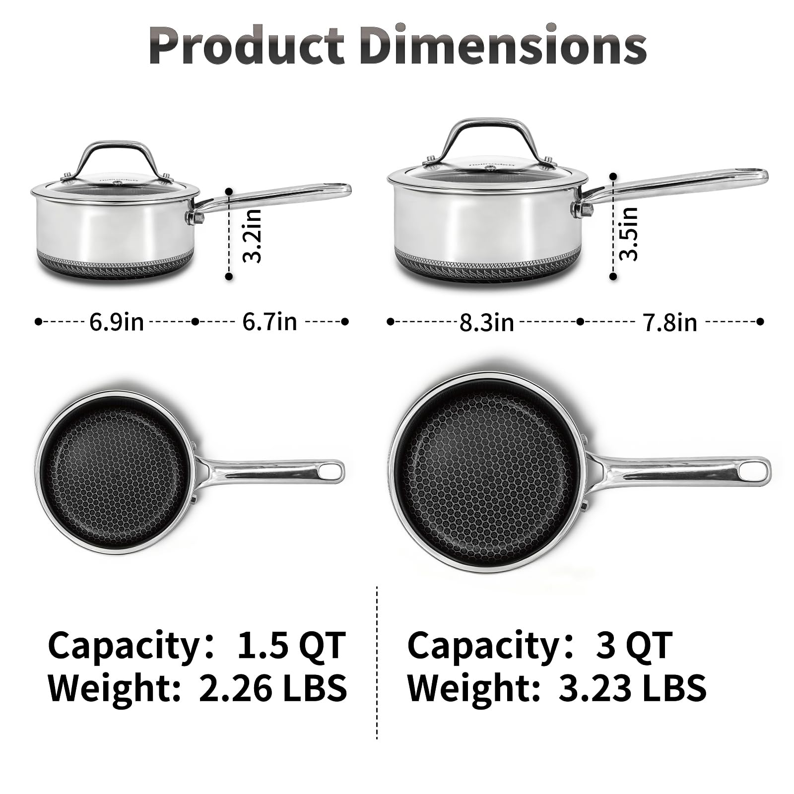Bakoniion cazo híbrido antiadherente 3qt con tapa, ideal para guisos ligeros
