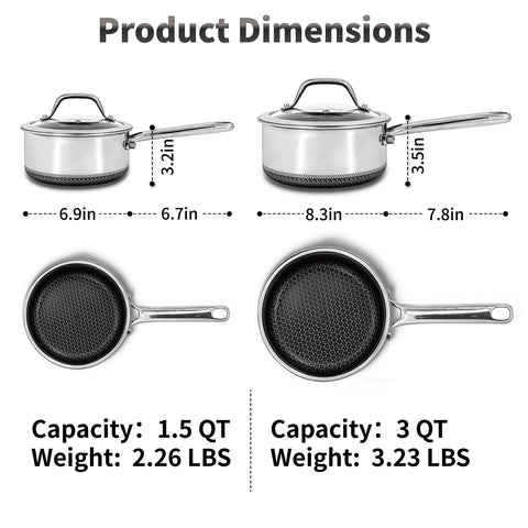 Bakoniion cazo híbrido antiadherente 3qt con tapa, ideal para guisos ligeros