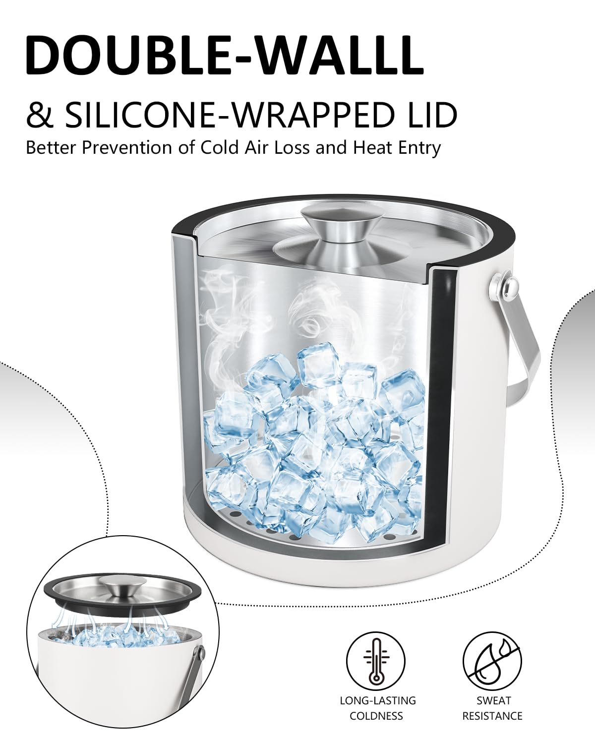 Cubo Bakpoco con colador integrado para hielo sin agua.