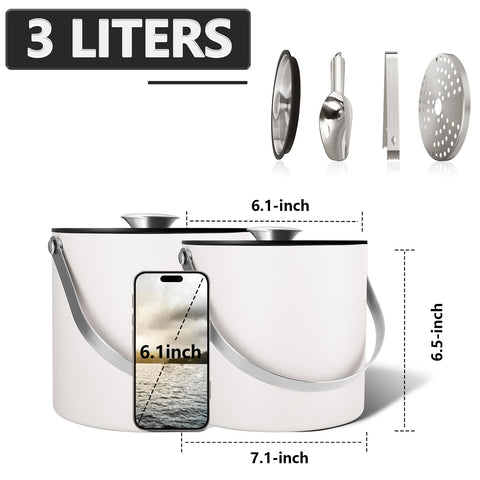 Bakpoco cubo hielo 3L con pala y pinzas para manejo higiénico.