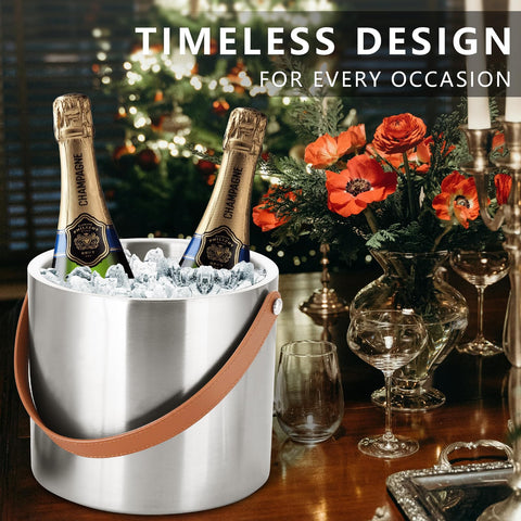 Bakpoco cubo de hielo 4L con asa marrón elegante.