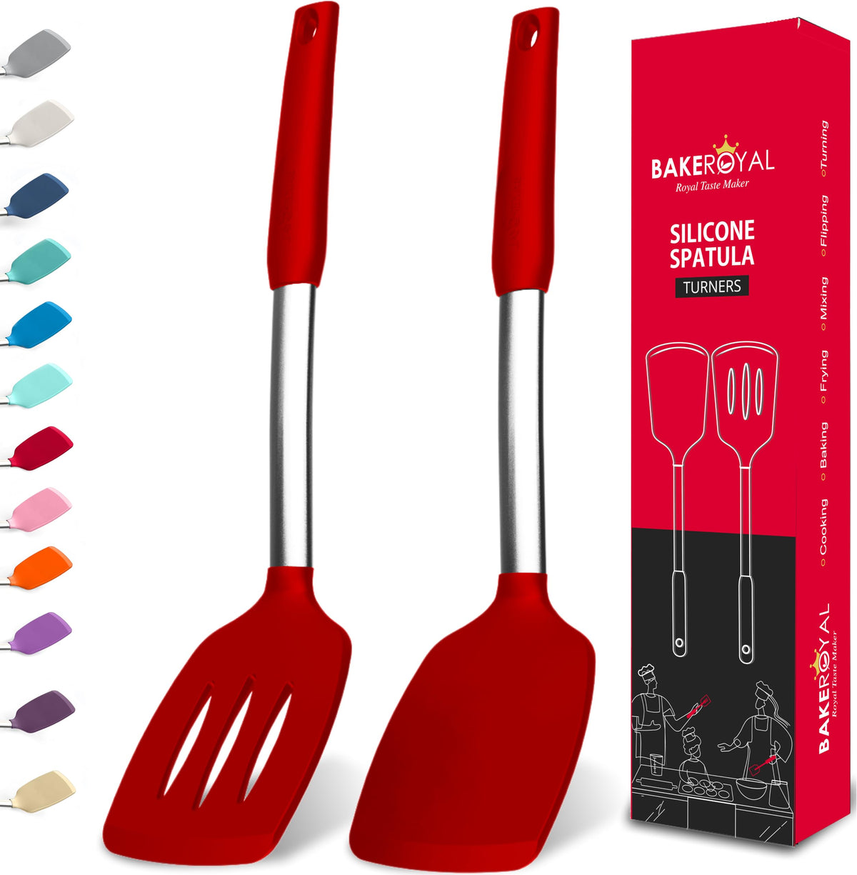 BakeRoyal espátula de silicona con mango antideslizante para mayor control al cocinar