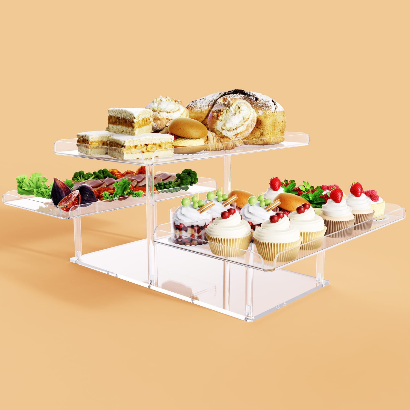 Bakzon base expositor dulces acrilico, soporte estable para postres variados.
