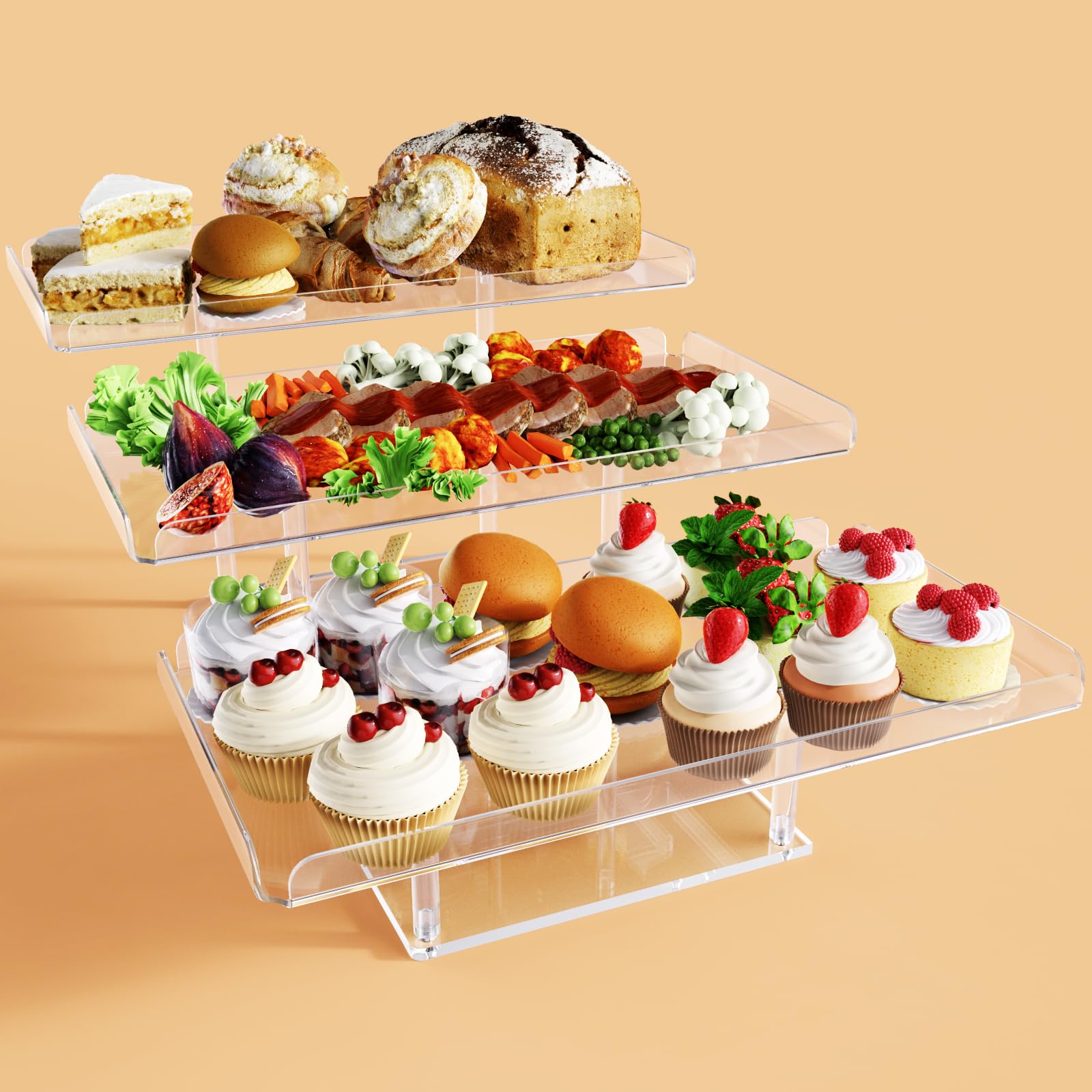 Bakzon expositor dulces acrilico para cupcakes, presentación elegante en eventos.
