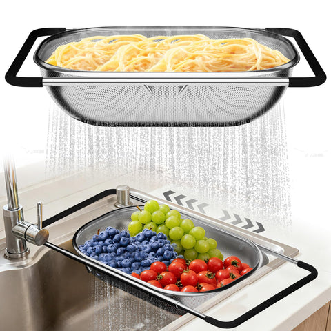 Balavina colador sobre fregadero extendible para drenaje rapido de verduras y pasta