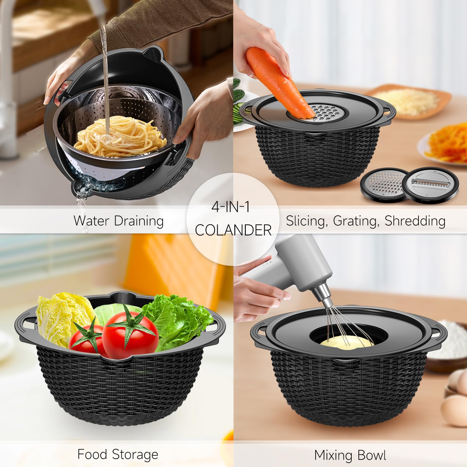 Balavina cuenco plástico para lavar frutas, seguro y práctico.