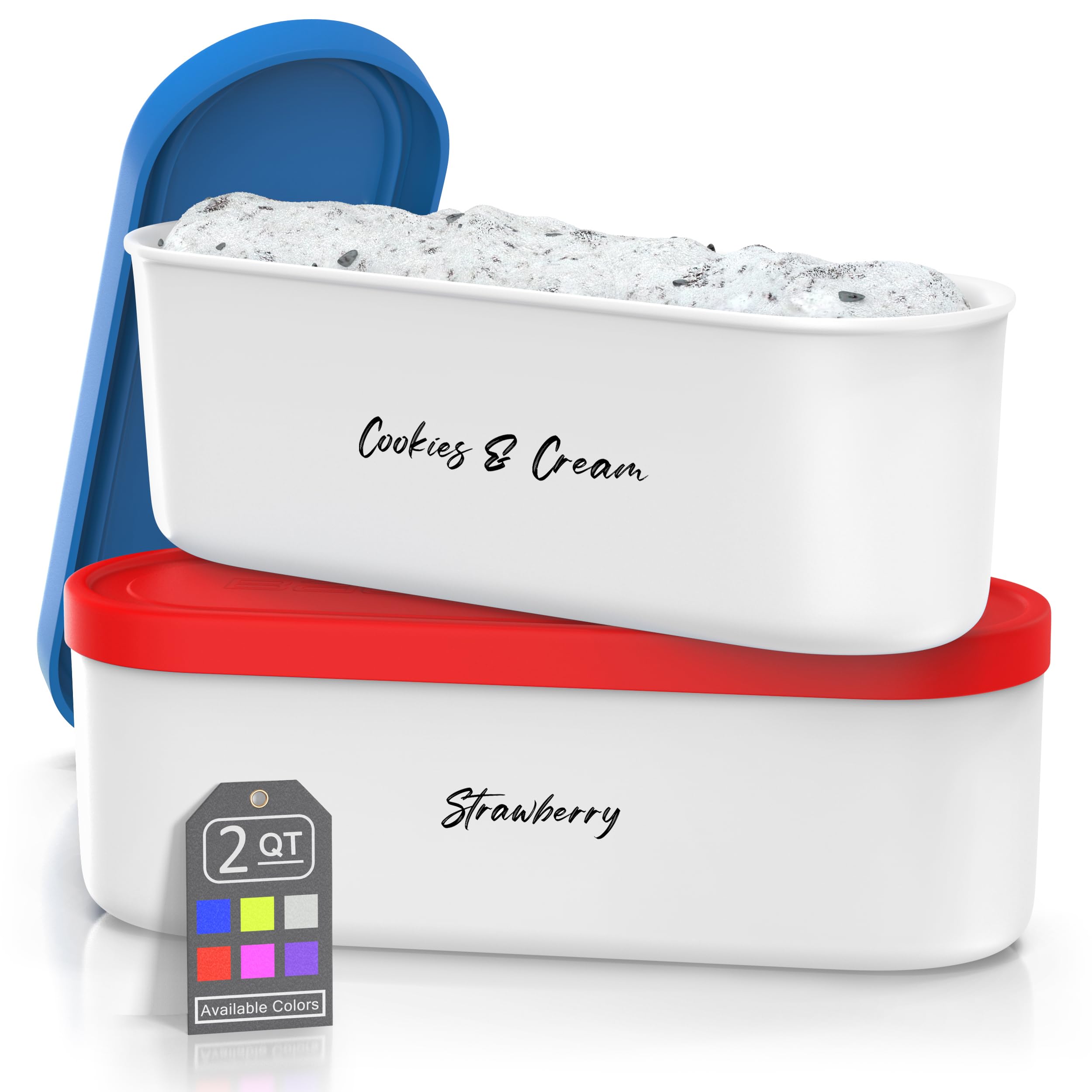 Conjunto BALCI para helado de 2 cuartos, apilable y cómodo para el congelador.