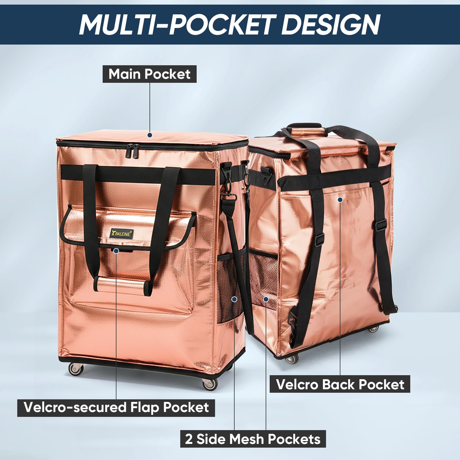 BALEINE bolsillo frontal con tapa guarda objetos pequeños de forma segura.