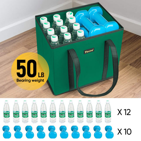 BALEINE bolsas de compra verde con diseño estable para cargas voluminosas.