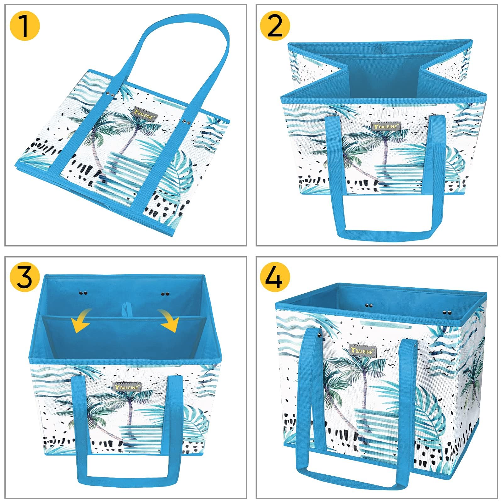 BALEINE 3Pk bolsas reutilizables fáciles de limpiar con paño húmedo