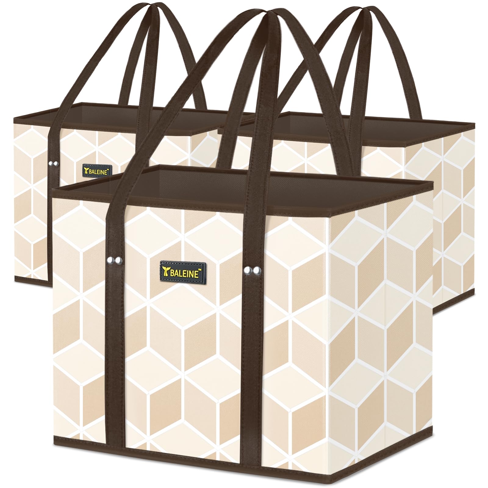 Balene, bolsas de compra 3-pack con fondo reforzado, ideales para cargas grandes.
