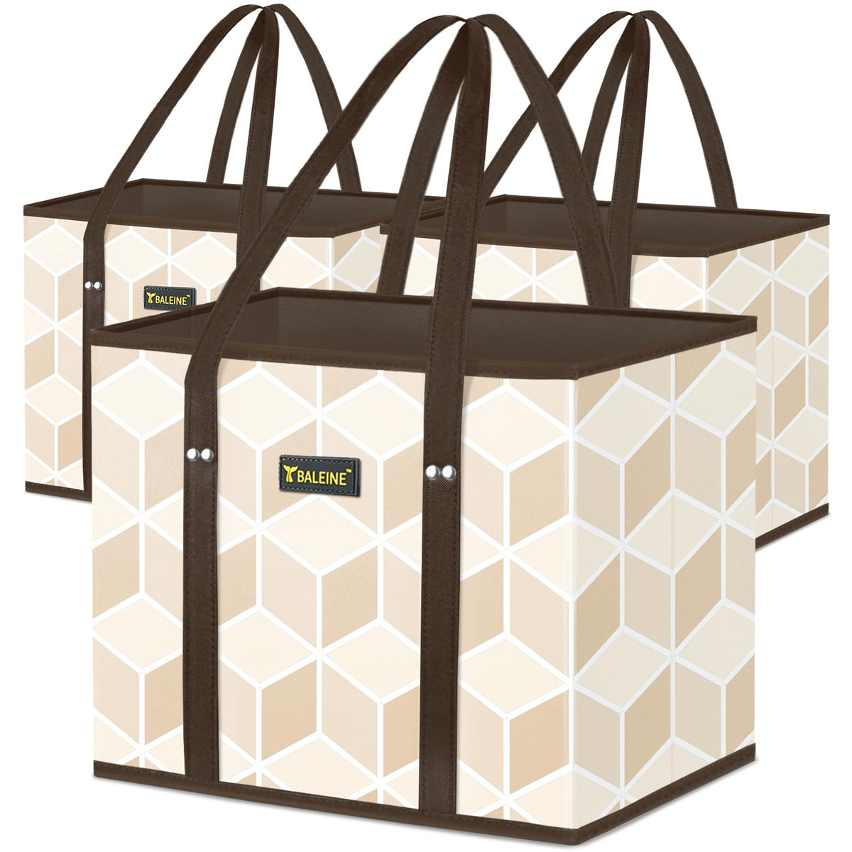 Balene, bolsas de compra 3-pack con fondo reforzado, ideales para cargas grandes.