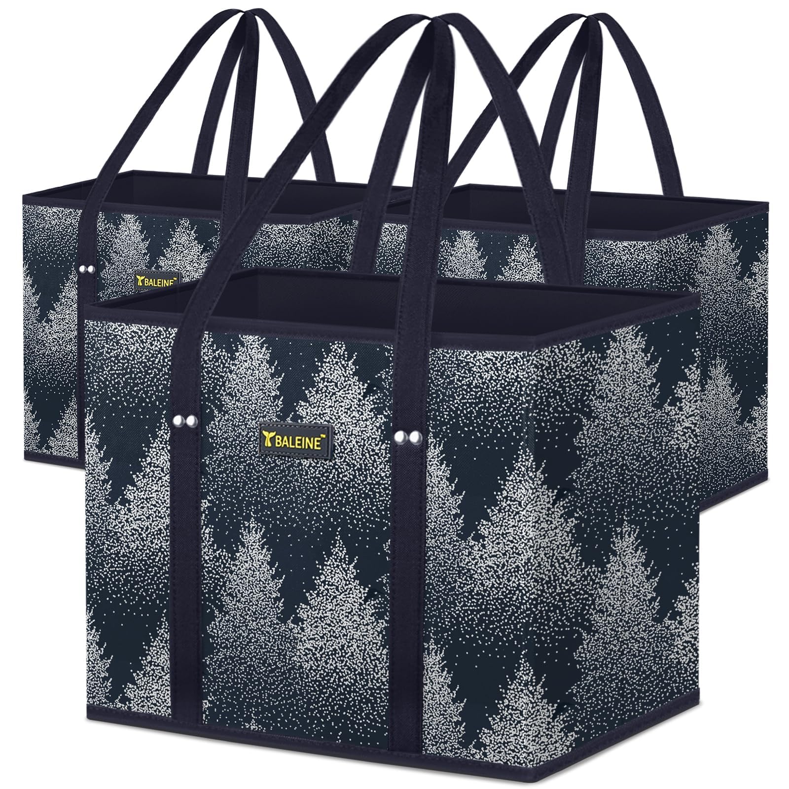 BALEINE 3Pk bolsas plegables de compra con gran capacidad para la despensa.