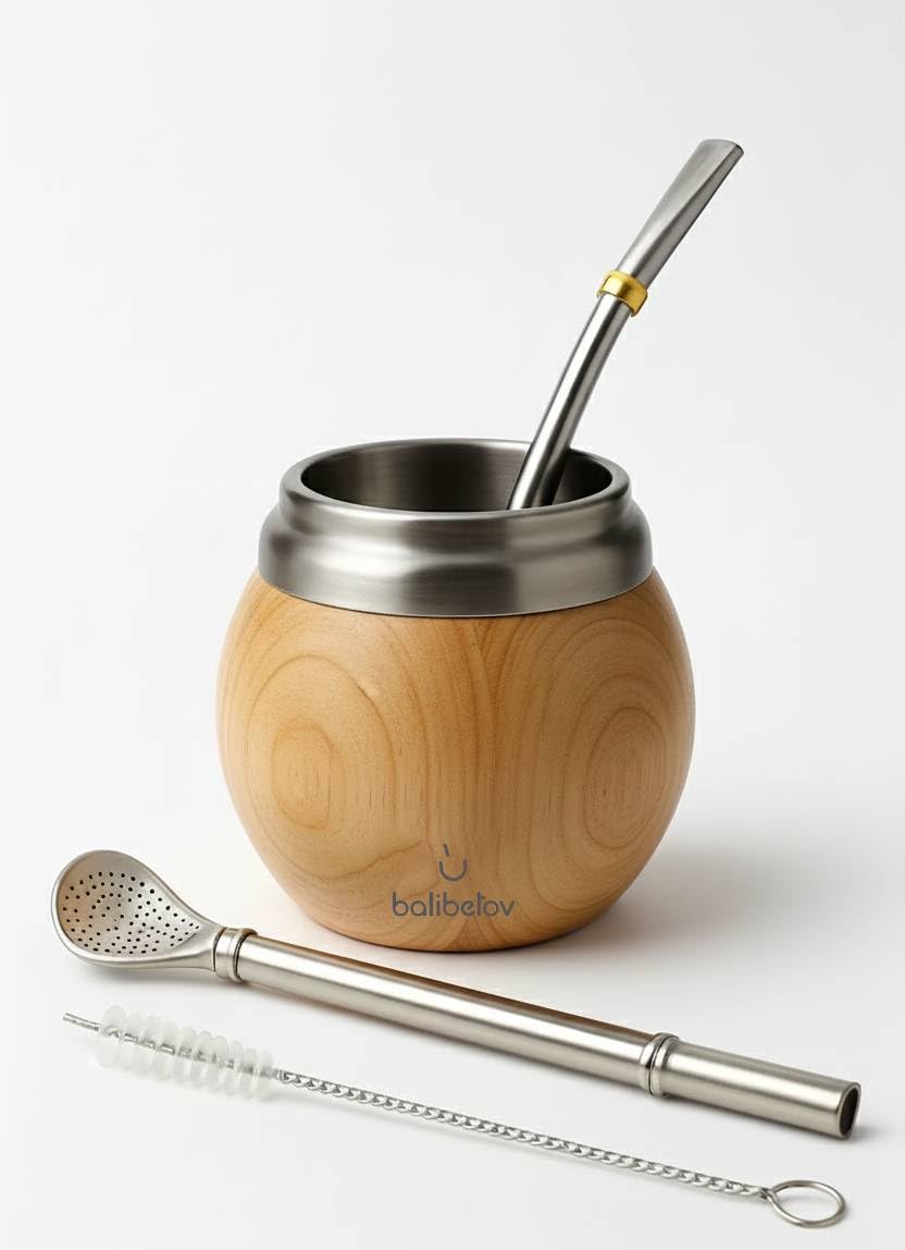 Balibetov copa de mate con doble pared mantiene bebidas calientes por más tiempo