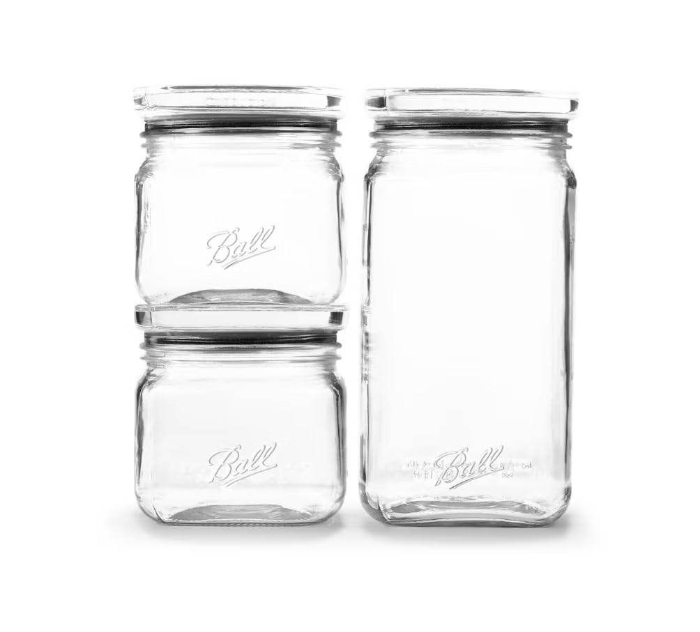 Frascos Ball apilables de 4 tazas con tapa de vidrio para visualización fácil