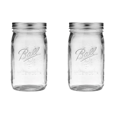 Frasco Ball 32 oz boca ancha, conjunto de dos, para conservas.