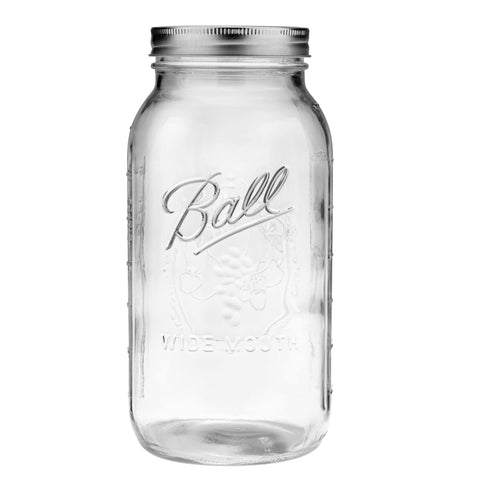 Ball 64oz con bandas y tapas para un cierre seguro y reutilizable.