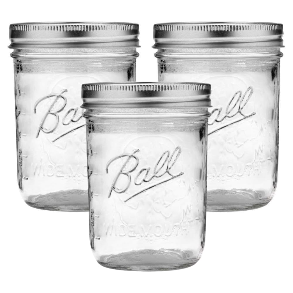 Jarra Ball Mason 16 oz con tapa y banda, ideal para conservas caseras.