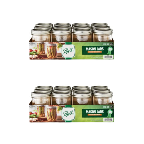 Tarros Ball Mason de vidrio 16oz con tapas y aros para conservar alimentos