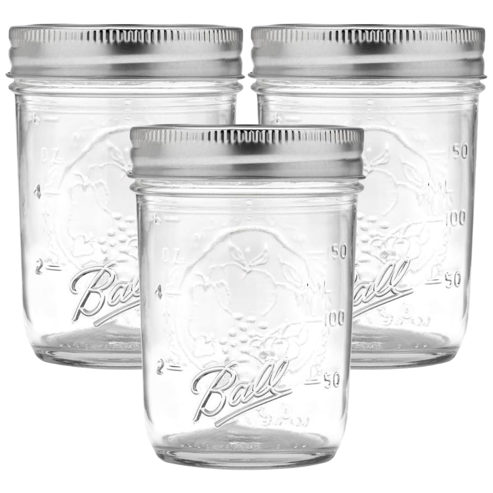 Ball tarros de vidrio boca regular 8 oz con tapas y aros para conservación casera