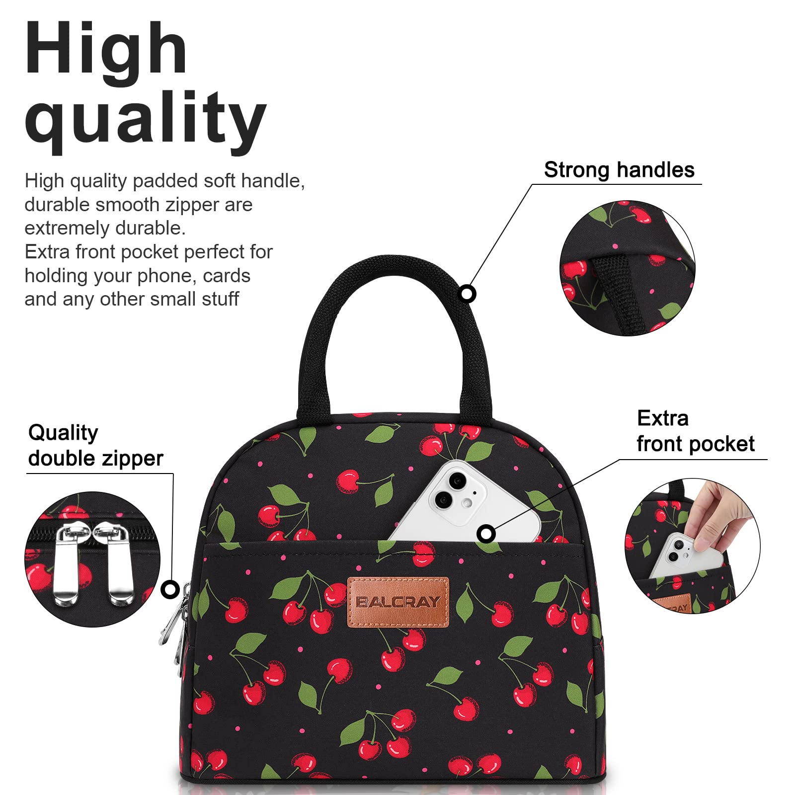 BALORAY bolsa con interior forro aluminio resistente al agua para verdura o comida