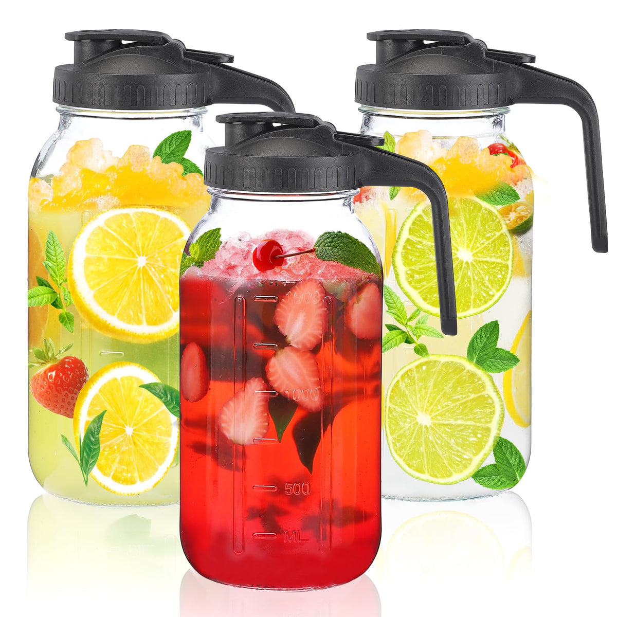 Balter-D jarra de vidrio 64 onzas con tapa hermética para bebidas.