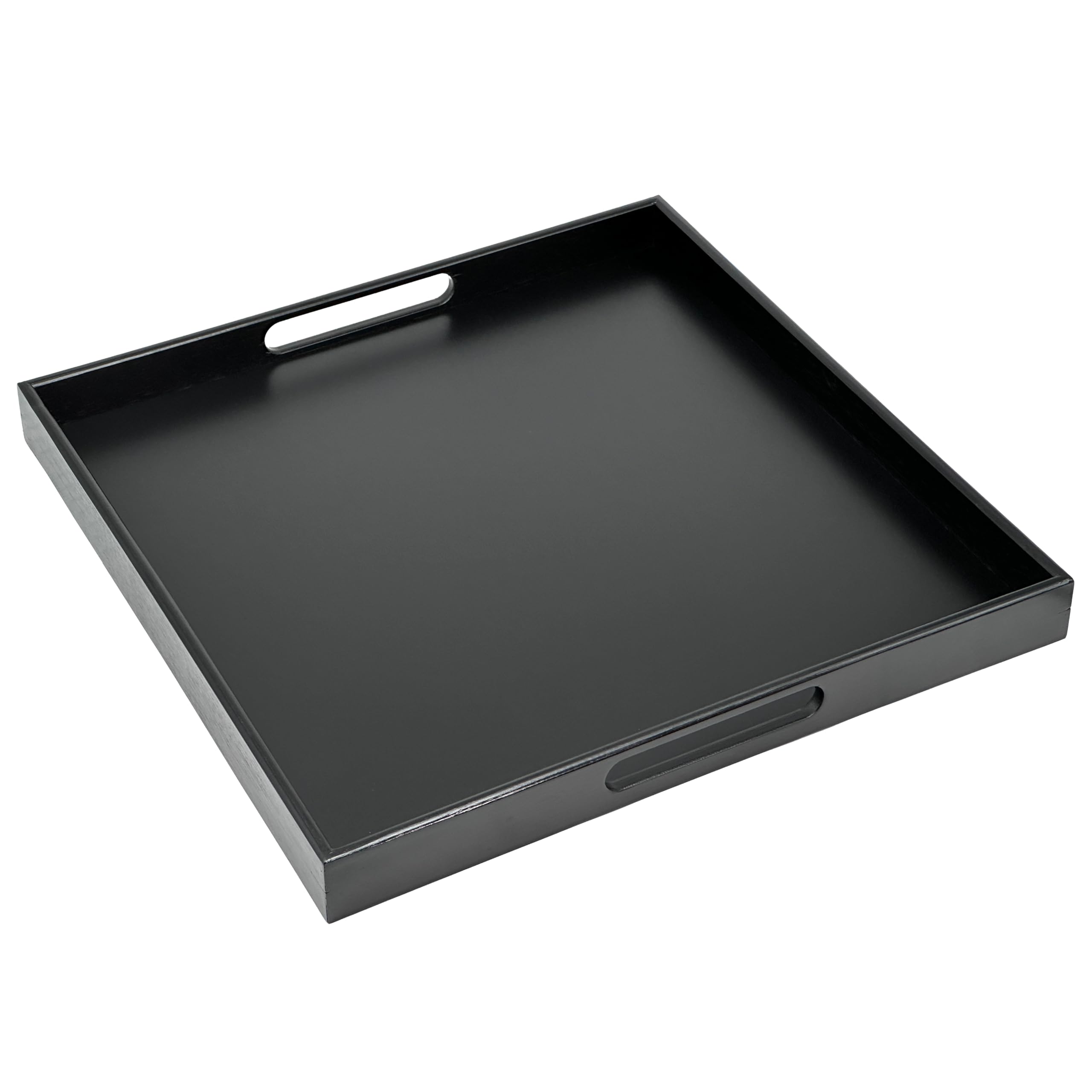 Bam & Boo bandeja ottoman negra 20x20 con manijas para servir con estabilidad.