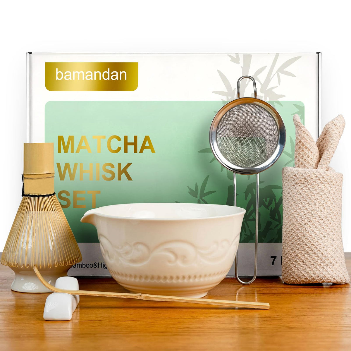 Bamandan matcha bowl ceramico con boquilla, ideal para preparar matcha suave.