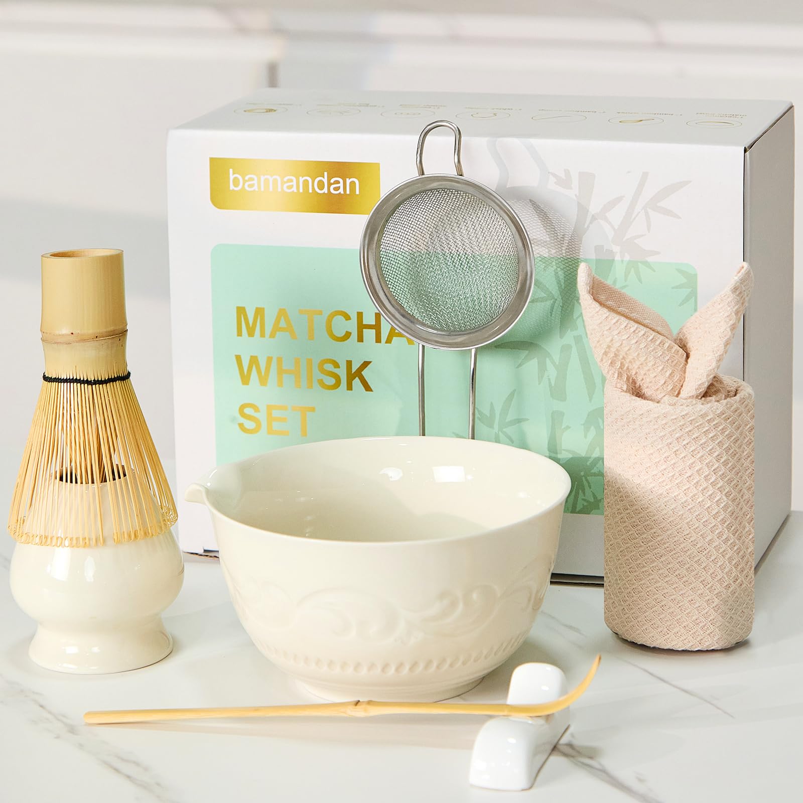 Set de 7 piezas Bamandan, kit completo para ceremonía del matcha en casa.