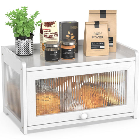 Caja pan bambang con ventana frontal ondulada para exhibir panes frescos