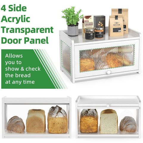 Caja pan bambú trasera con ventana clara para visualizar pan