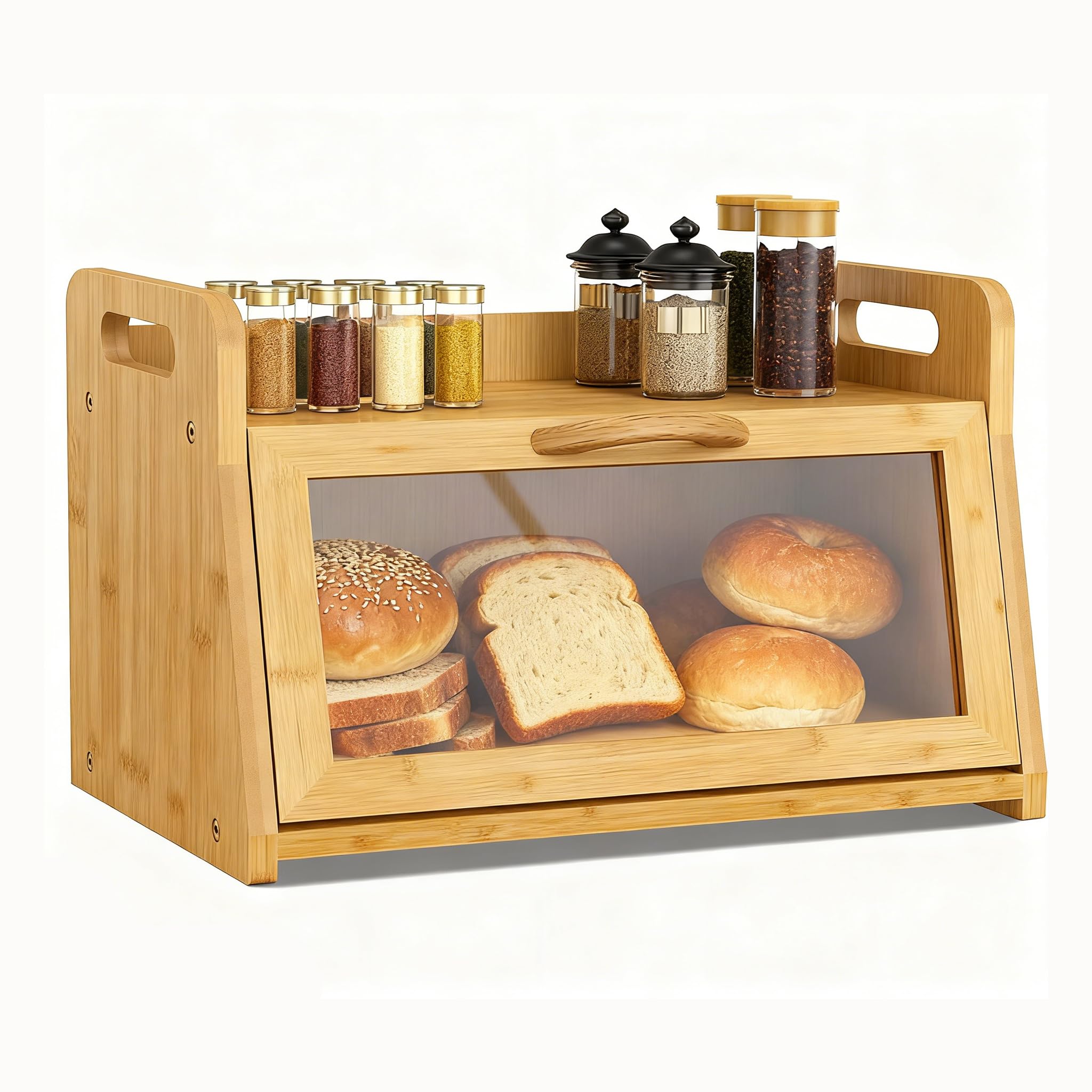 Caja de pan grande BAMBANG con ventana para ver el interior y mantener la frescura