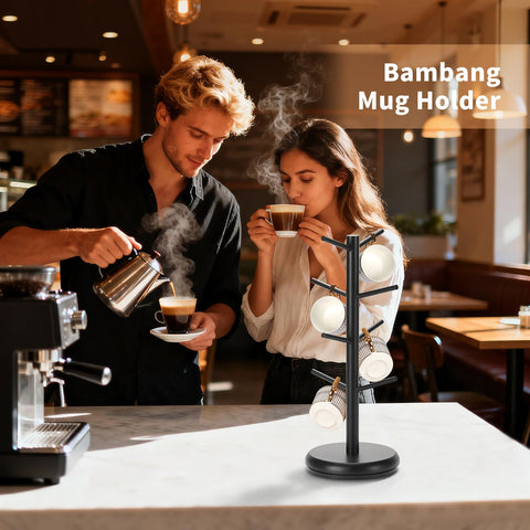 BAMBANG 8-hook stand ideal for family or office mug storage