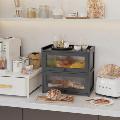 BAMBANG panera de bambú diseño apilable con base antideslizante