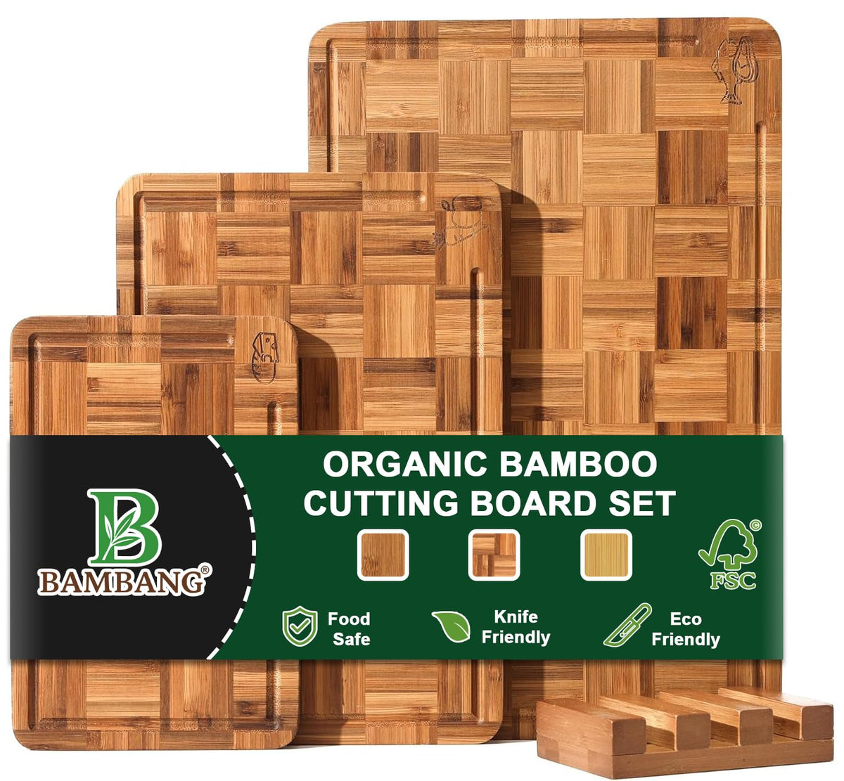 Tabla BAMBANG con diseño ajedrez extremo, ideal para cocción estable y filo protegido.
