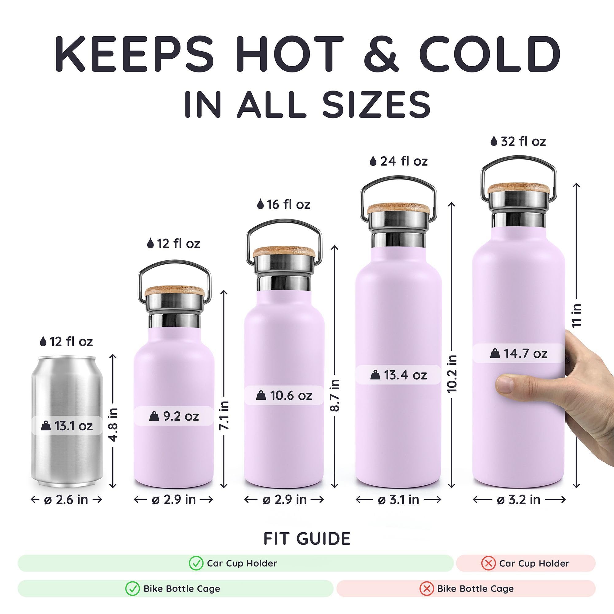 Aislamiento doble mantiene caliente 12 horas y frío 24 horas.