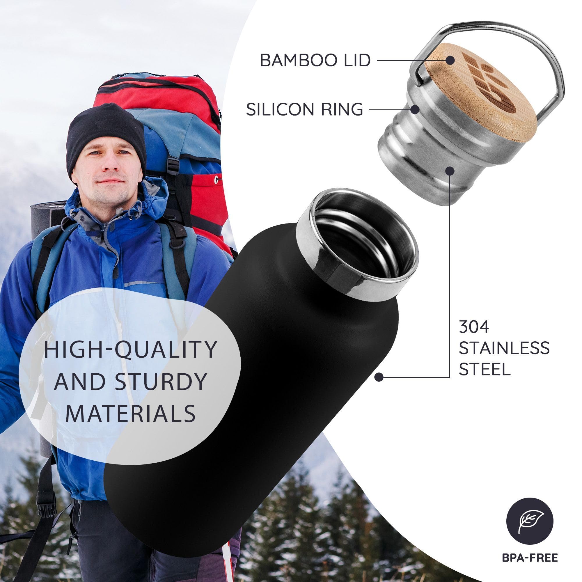 Bambaw botella con boca ancha para hielo e infusor.