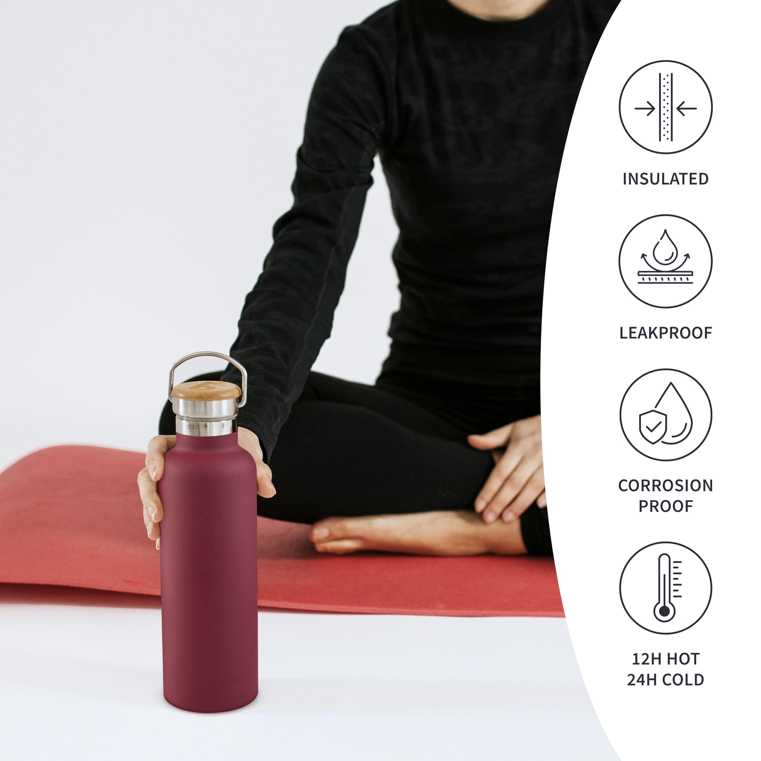 Bambaw 32oz, aislamiento de doble pared para frío o calor.