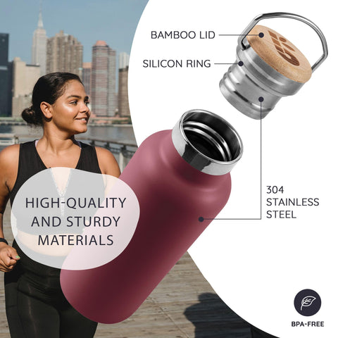 Bambaw 32oz, tapa amplia para hielo y bebidas.