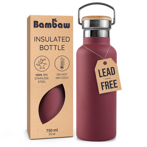 Bambaw botella de acero inoxidable 24 onzas, duradera para hidratación diaria.