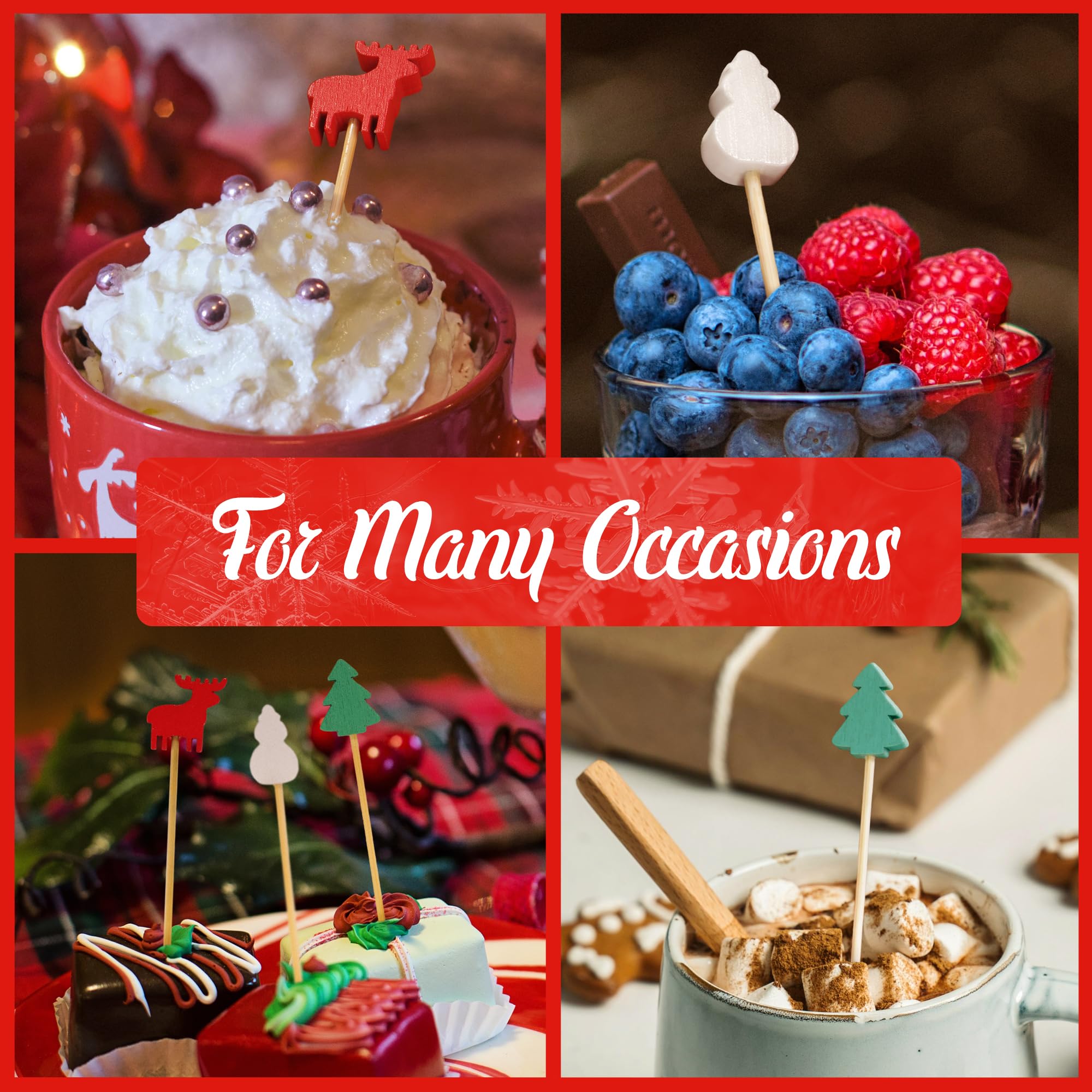 Pincho BambooMN con reno navideño para decorar bebidas y comidas