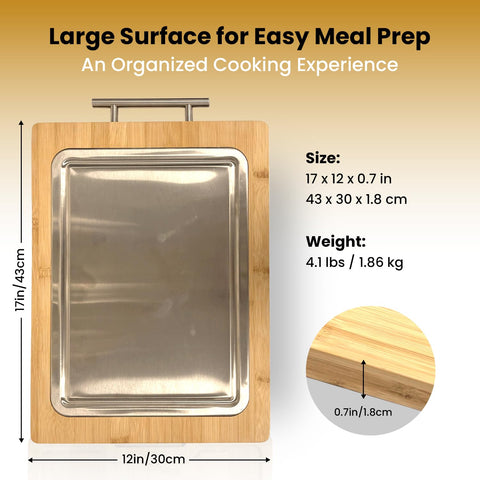 BambooFlux tablero grande de acero para preparar grandes cortes de carne.