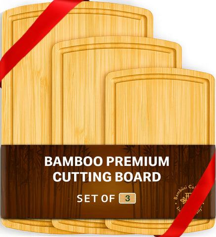 Bambüsi: conjunto de tres tablas de corte para preparar alimentos con almacenamiento práctico.