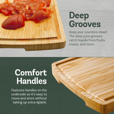 Bambüsi: tabla de corte con diseño de borde liso para una superficie estable y limpia.