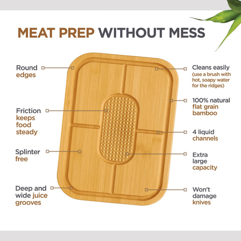 Tabla Bambüsi para pavo en la mesa, lista para servir.