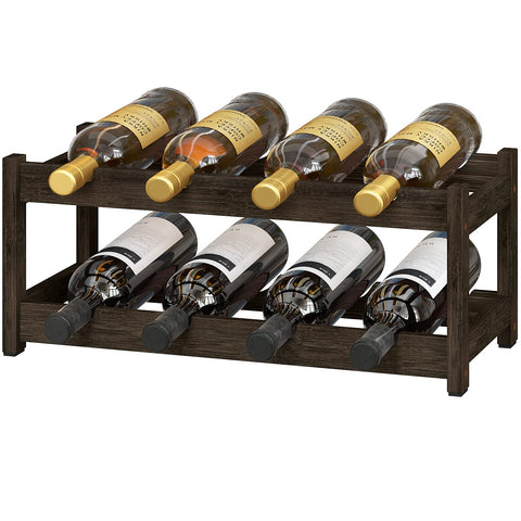 BAMEOS estante para vino de bambú, doble nivel, ideal para encimera y fácil acceso.