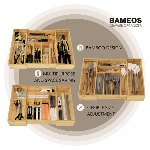 Organizador multifuncional de bambú de BAMEOS para casa u oficina
