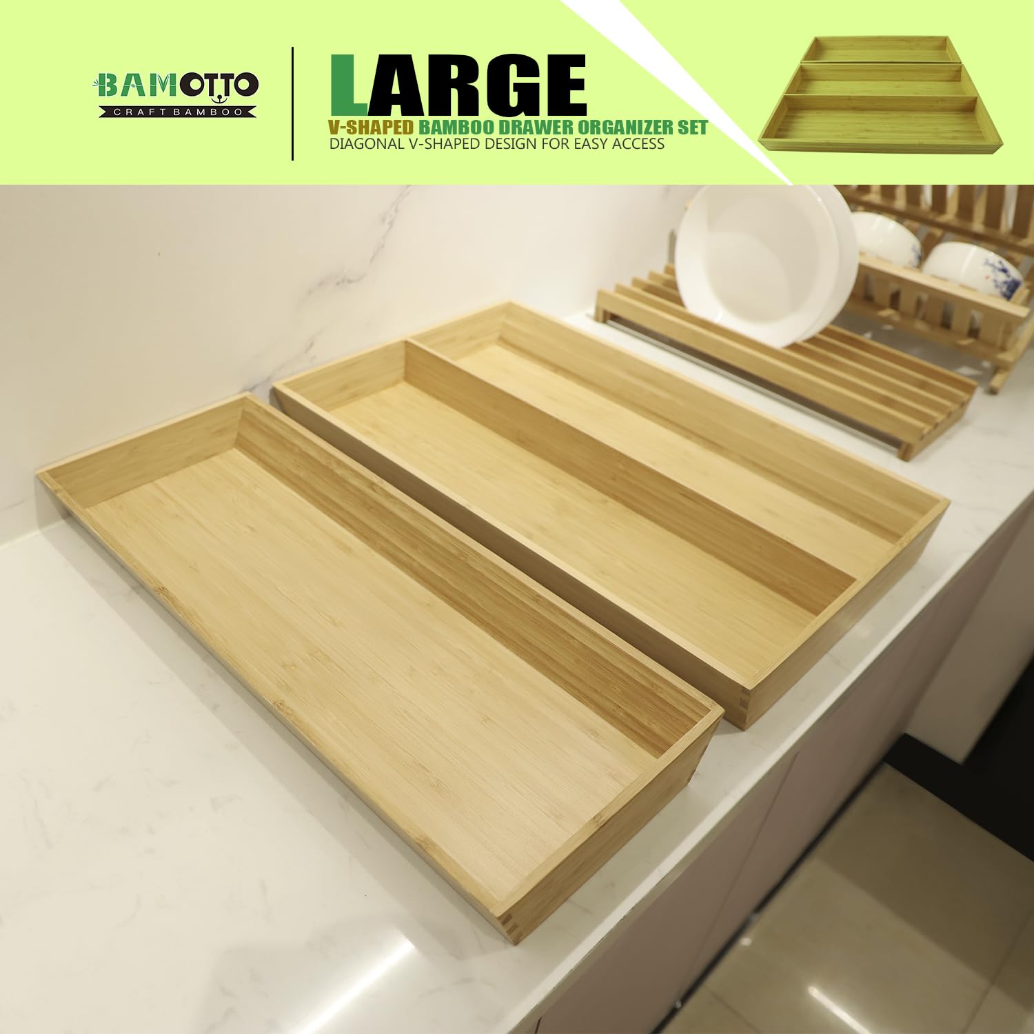 BAMOTTO CRAFTBAMBOO ofrece uso multi-función para organizar bandejas, cubiertos y más.